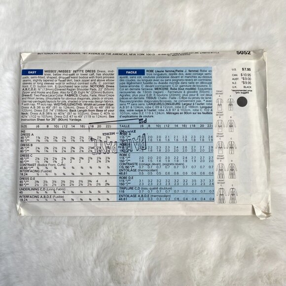 2 Butterick Classics Sewing Patterns - Picture 3 of 5